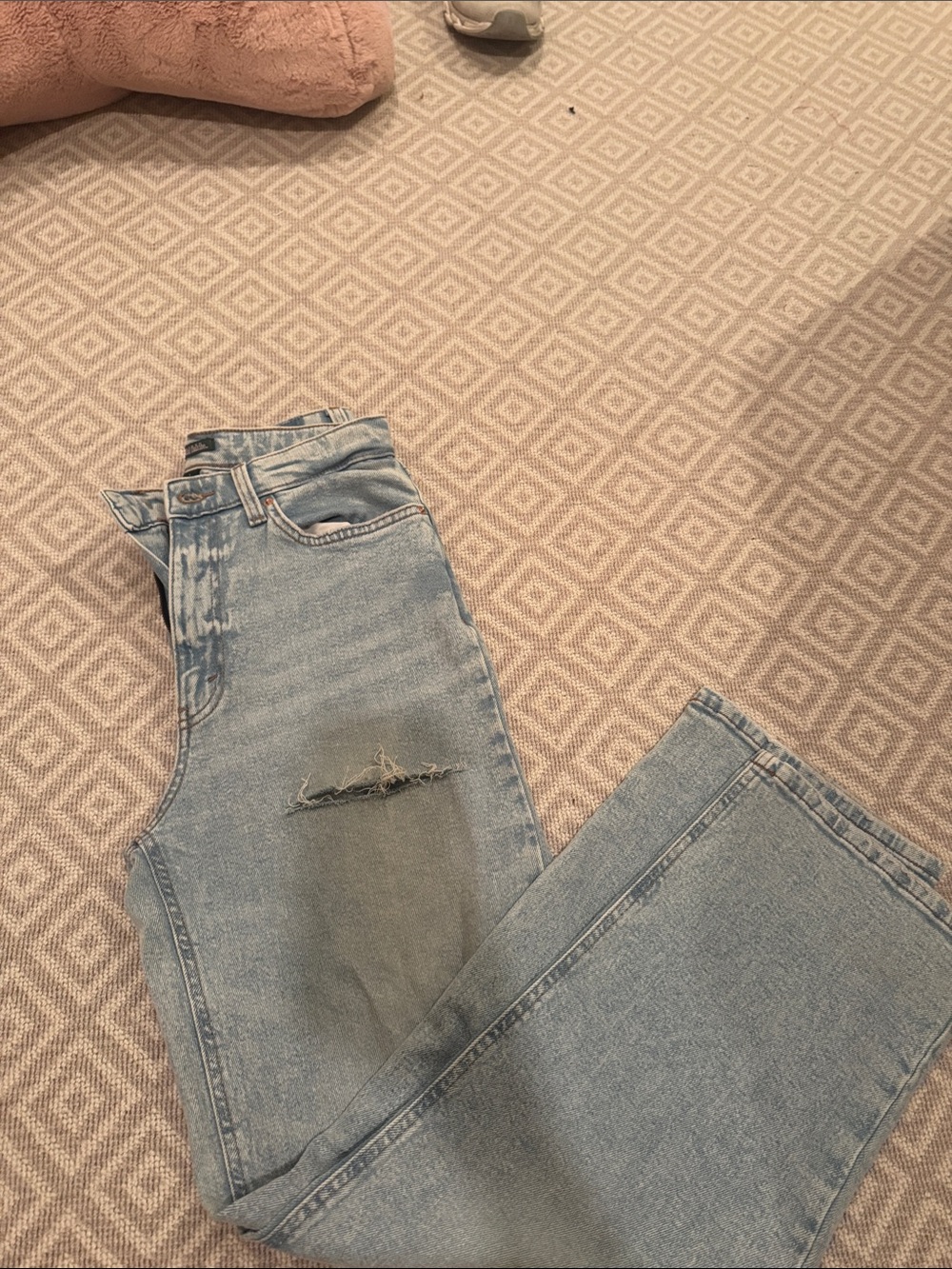 Light Wash Distressed High-Waist Jeans